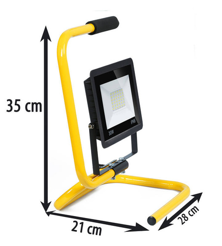 Naświetlacz LED przenośny 30W z uchwytem | Mocny halogen roboczy 2850 lm IP66 do warsztatu, budowy |