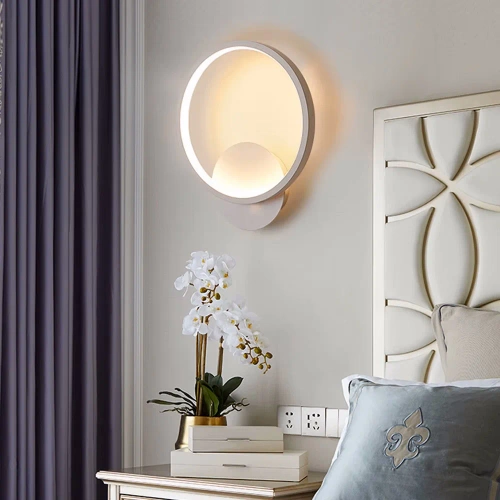 Okrągły kinkiet LED | Minimalistyczna, metalowa lampa ścienna 14W | YG-W005-W