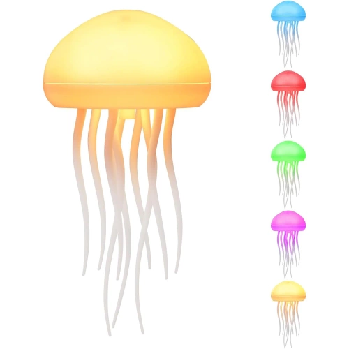 Lampka nocna meduza LED RGB z ruchem macek i czujnikiem dźwięku | Relaksująca lampka dekoracyjna USB-C 1000 mAh | JF-125-TSP