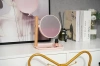 Różowe lusterko kosmetyczne | Powiększające luterko do makijażu | Lusterko obrotowe | STM-036-PINK