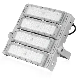 Profesjonalny halogen 200W LED | Mocne oświetlenie do hal sportowych, fabryk, domu | Aluminiowa lampa | Naświetlacz z regulowanym uchwytem | TMN-200W-SILVER