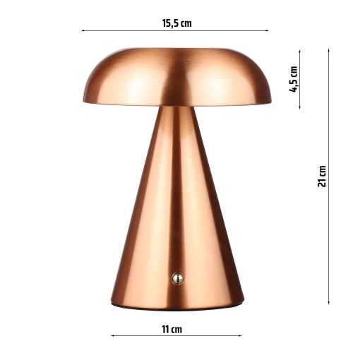 Lampa stołowa z wbudowanym akumulatorem | Lampa nocna z trzema barwami świecenia | Nastrojowa lampka do hotelu, restauracji | HJA24-COPPER
