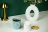 Porcelanowa cukiernica z łyżeczką | Pojemnik na cukier z bambusowym wieczkiem | XM07-85-WHITE