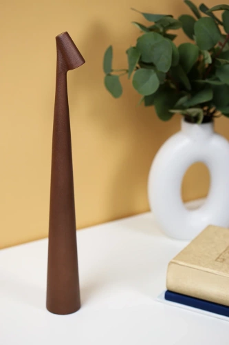 Lampa stołowa 43cm | Bezprzewodowa lampka nocna z wbudowanym akumulatorem | Lampka z dotykowym sterowaniem | HMS-455-BROWN
