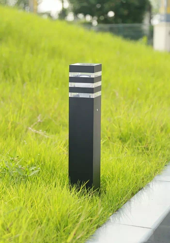 Lampa ogrodowa stojąca, słupek kwadratowy aluminiowy, czarny mat 60cm | Zasilanie 230V, gniazdo E27 | LLS-60CM