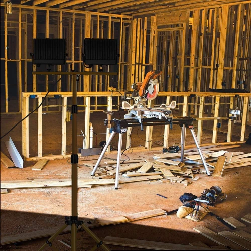 Zestaw oświetleniowy 100W 9500lm 3 w 1 | 2x naświetlacz halogen 50W ze statywem roboczym 1.6m i przewodem 3m