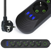 Listwa sieciowa 5 m | 5 gniazda + 3x USB | czarna | LH-F05U