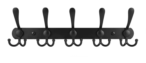 Metalowy wieszak na ubrania | Uchwyt na ręczniki | Wieszak ścienny | Haczyk na ubrania | DSW-H05-BLACK