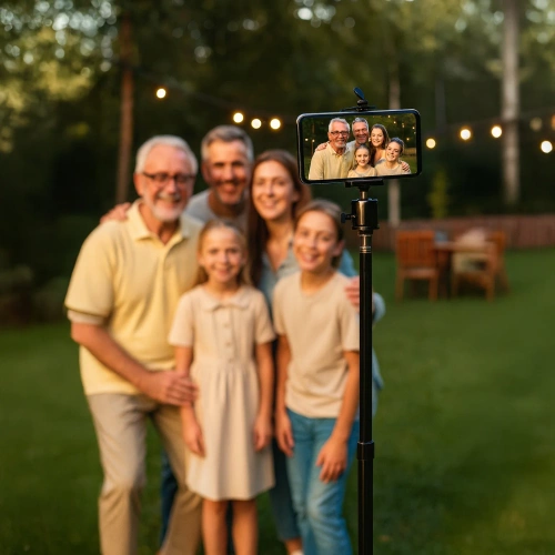 Statyw 210 cm z pilotem Bluetooth i uchwytem na telefon |  Zestaw  głowica 360° do zdjęć, nagrań i live streamingu | 