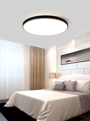 Czarny, okrągły plafon LED 24W | Niemrugający CCD panel natynkowy | RLB-C30W-B
