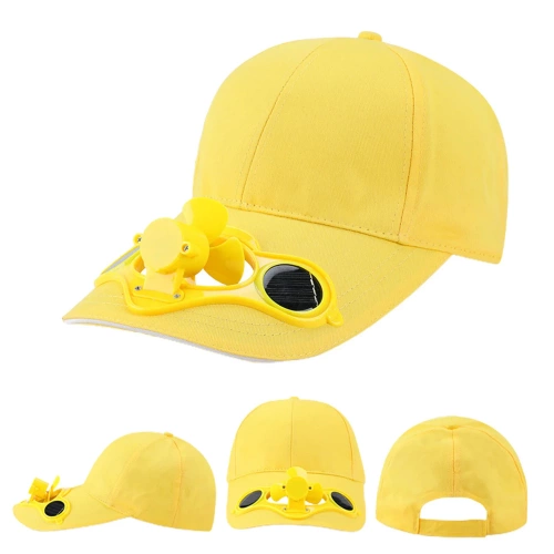 Czapka solarna z wiatrakiem | Czapka z daszkiem z wbudowanym wiatraczkiem | Czapka chłodząca | SFH-8934-YELLOW