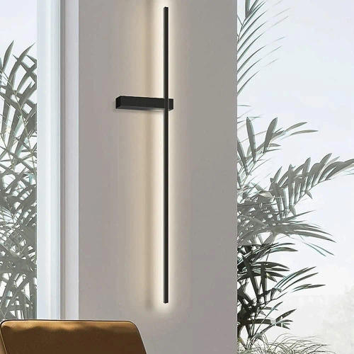 Nowoczesny kinkiet LED | 60cm 10W | Czarna lampa ścienna z aluminium | Lampa LED o barwie 4000K | YG-W003