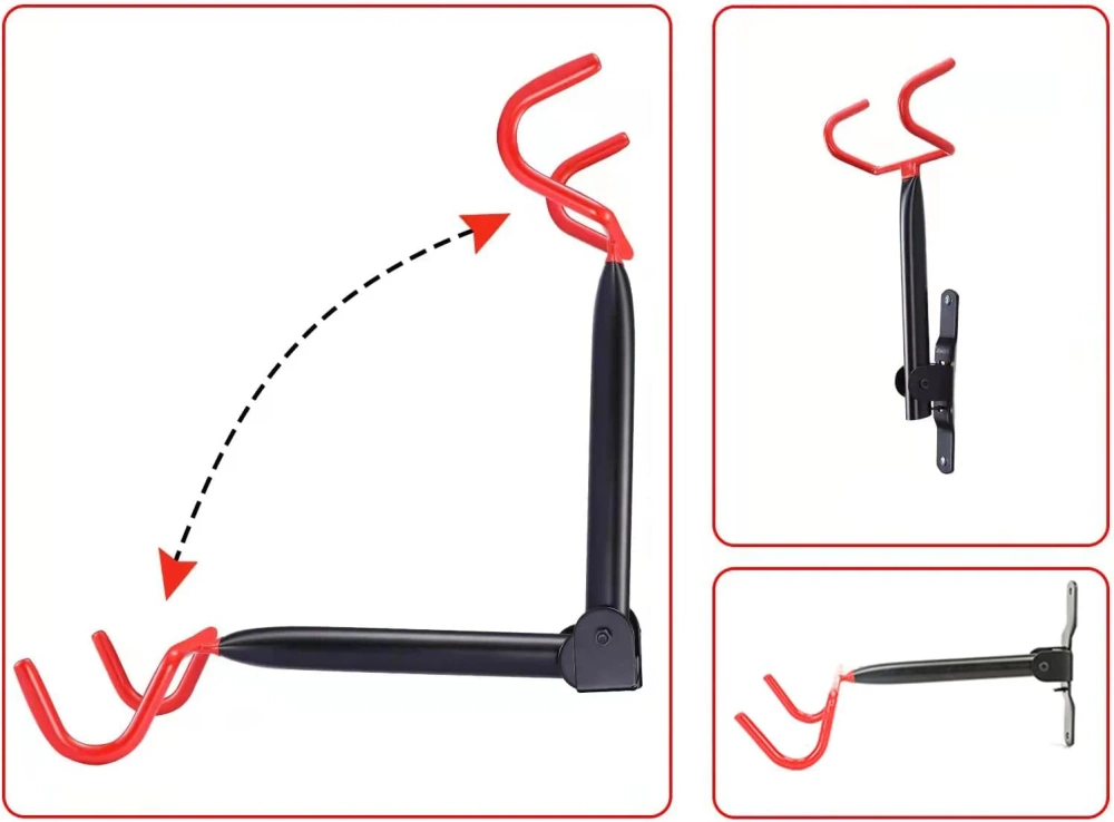 Schemat techniczny pokazujący mechanizm składania wieszaka do pionu