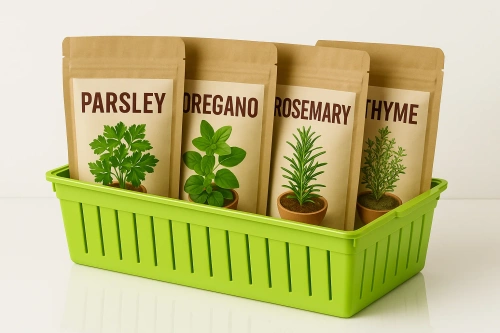 Orgaznier na przyprawy. kuchenny pojemnik, koszyczek z przegródkami | KCS-L328-GREEN