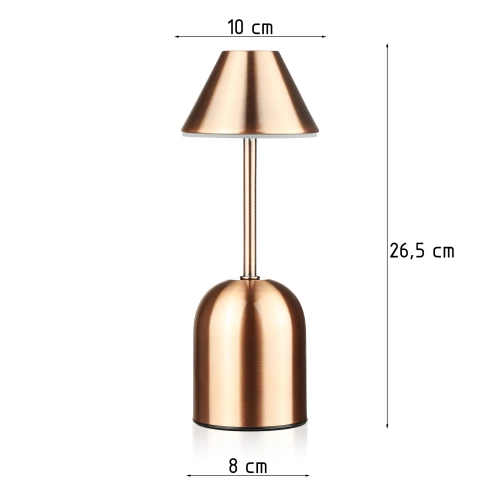 Bezprzewodowa lampka nocna z wbudowanym akumulatorem 2000 mAh | Nowoczesna lampka stołowa z regulacją mocy oraz barwy świecenia | YG-D020-Copper
