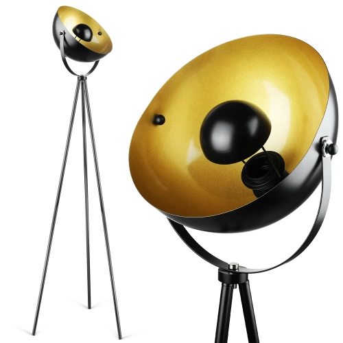 Metalowa lampa podłogowa | Nowoczesne, stylowe oświetlenie do salonu, sypialni | Czarno- złota lampa stojąca z metalowym stelażem | DYT-L125-BLACK