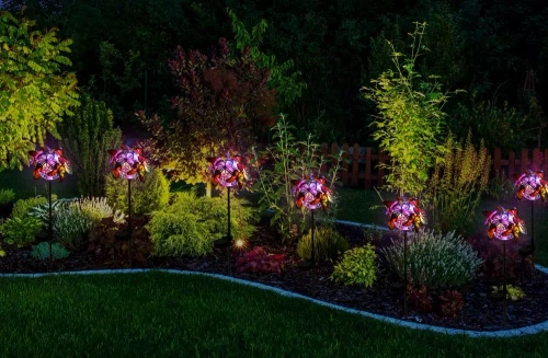 Kwiatek solarny | Ogrodowa lampa solarna LED Motyle | 65 cm, 600mAh | FLD-09-C