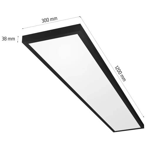 Panel sufitowy LED | Natynkowy plafon 120x30cm | 60W, 6000lm | czarny
