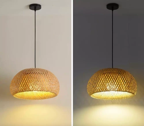 Naturalna lampa bambusowa | BOHO Pleciona | 38cm