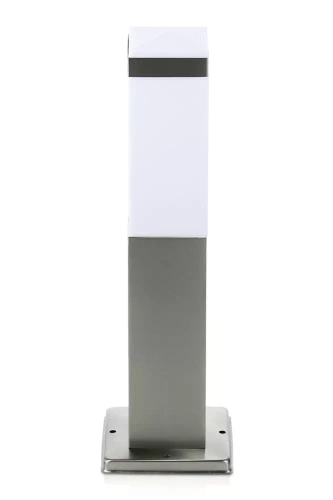 Lampa ogrodowa stojąca, słupek kwadratowy na żarówkę E27 | Zasilanie 230V, stal nierdzewna | Inox, 45cm | LLF-45CM
