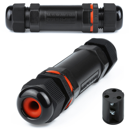 Złącze hermetyczne, mufa kablowa skręcana | 3x 1.0-2,5 mm², 450V, 24A, IP68 | XY20