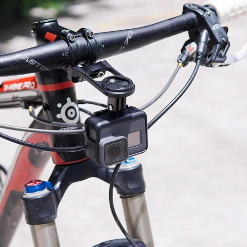 Uchwyt na mostek do komputera rowerowego i GoPro | Aluminiowy uchwyt kompatybilny z Garmin, Bryton | MBZJ-042