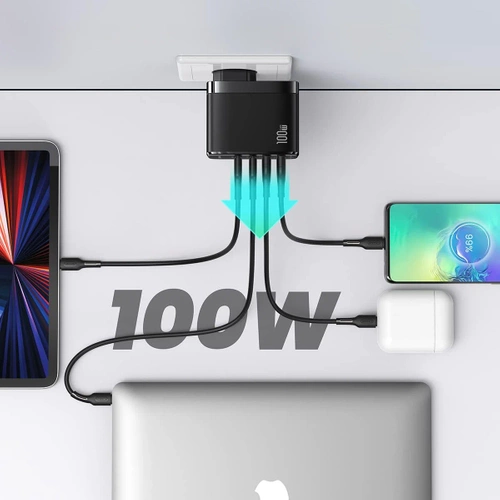 GAN | Ładowarka sieciowa 100W z portami USB 3.0 i USB-C