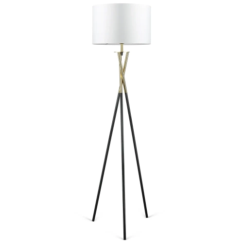 Biała lampa podłogowa | Nowoczesne, stylowe oświetlenie do salonu, sypialni | Biała lampa stojąca z metalowym stelażem | HM112-WHITE