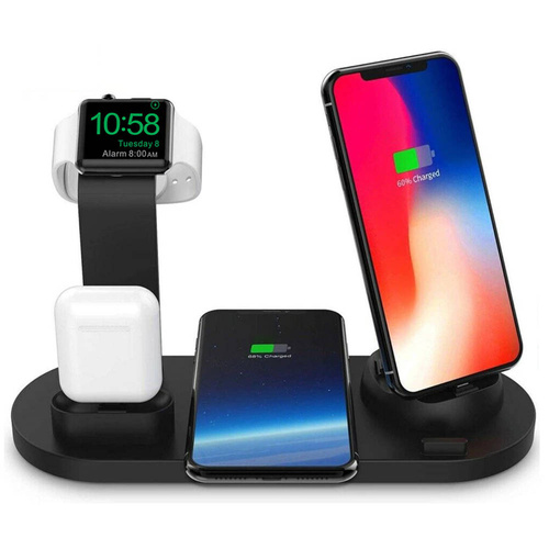 Stacja dokująca QI do Apple iPhone Airpods Watch | ładowarka bezprzewodowa 15W | 3 wtyczki - USB-C / Lightning / Micro USB | WD-02