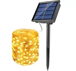 Girlanda solarna, lampa ogrodowa wbijana | 100 diod LED, 10m | biały ciepły | FLD-100LED-WW