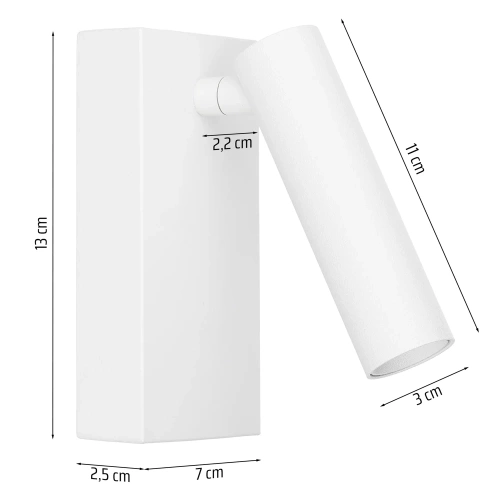 Kinkiet z ruchomym reflektorem | Nowoczesna aluminiowa lampa | WLV-176-3W-W| Lampa ścienna