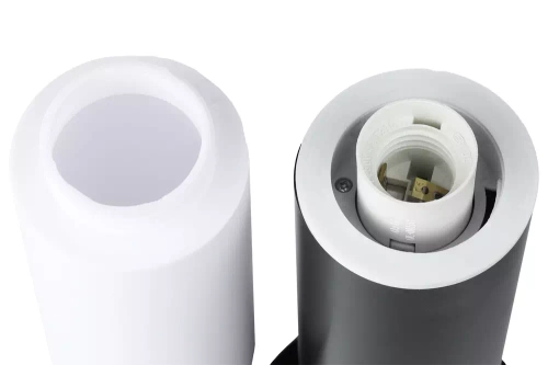 Lampa ogrodowa stojąca, słupek okrągły na żarówkę E27 | Zasilanie 230V, stal nierdzewna | Czarny mat, 65cm | LLR-65CM