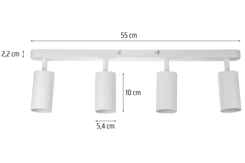 Czteropunktowa lampa sufitowa, reflektor ruchomy 4x GU10 biały | MS-GU10-4