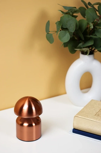 Lampka stołowa LED Grzybek | Bezprzewodowa lampka do hotelu, restauracji | Nocna lampka dotykowa | HJA41-COPPER