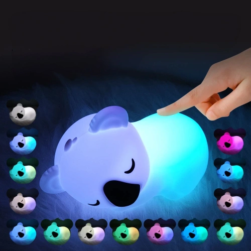 Silikonowa lampka nocna LED Koala | Przenośna lampka dziecięca 9 kolorów światła | JL-708