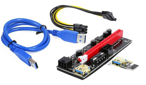 Riser 009S Gold | pozłacane gniazda USB 3.0 + kabel | zasilanie 6-PIN
