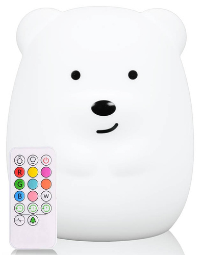 Silikonowa lampka LED RGB dla dzieci | Miś misiek Bear LED | Pilot IR | NL-04