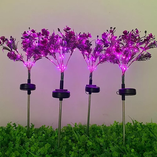 Kwiatek solarny | Ogrodowa lampa solarna LED Storczyk bukiet | 60 cm, 600 mAh | FLD-16-PURPLE