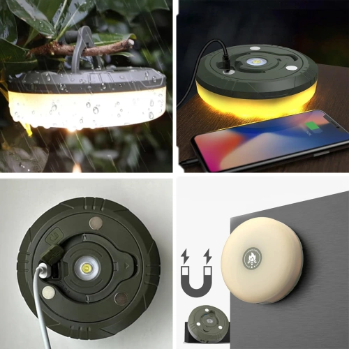 Wielofunkcyjna lampa kempingowa LED z girlandą 10 m, powerbankiem i magnesem |  Wodoodporna lampka z wbudowanym akumulatorem 2000 mAh 5 trybów świecenia | KQ-5004