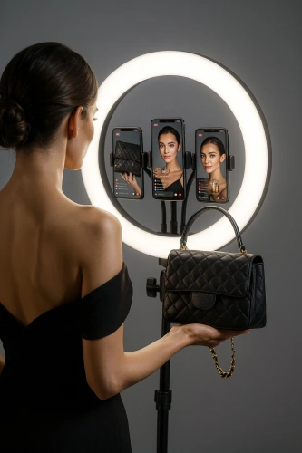 Zestaw lampy pierścieniowej 45 cm ze statywem 210 cm | Profesjonalna lampa do streamingu lub makijażu |