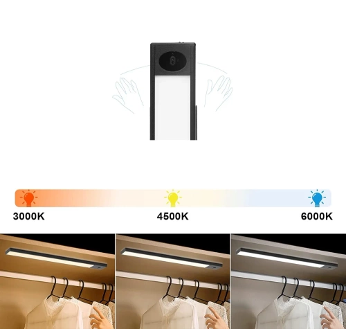 Lampka meblowa z czujnikiem ruchu | Bezprzewodowa lampka nocna z sensorem | Lampka LED podszafkowa 20 cm | HSL-S20CM-BLACK