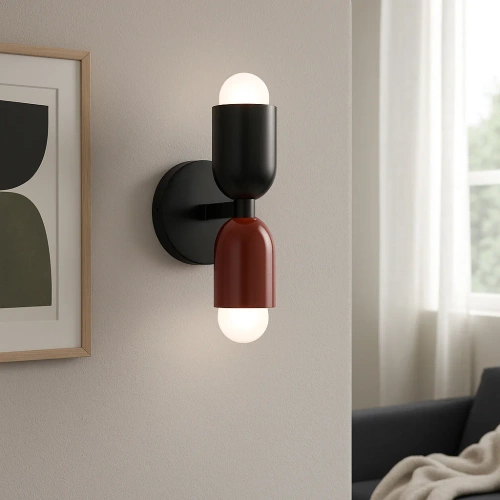 Stylowa lampa ścienna LED E27 | Designerski kinkiet do salonu lub sypialni | YG-W008-R+B