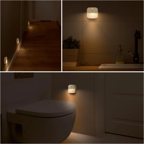 Bezprzewodowa lampka nocna | Lampka z czujnikiem zmierzchu oraz z czujnikiem ruchu | Oświetlenie schodowe zasilane bateriami | C4907-WHITE