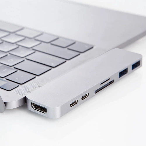 Rozdzielacz USB-C na 2x USB-A + 2x USB-C + kart SD + TF + HDMI | adapter, rozgałęźnik typ C 7w1 | HUB