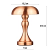 Lampka stołowa LED Grzybek | Bezprzewodowa lampka do hotelu, restauracji | Nocna lampka dotykowa | HJA24-A-COPPER