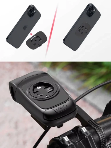 Lampa rowerowa 3w1 LED z klaksonem | Uchwyt na komputer GPS Garmin  lub telefon | Inteligentne oświetlenie z wbudowanym akumulaorem | 05BQ0062