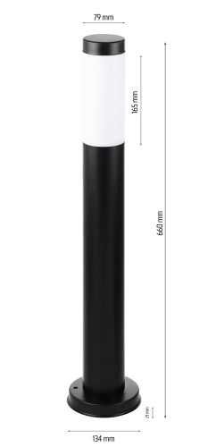 Lampa ogrodowa stojąca, słupek okrągły na żarówkę E27 | Zasilanie 230V, stal nierdzewna | Czarny mat, 65cm | LLR-65CM