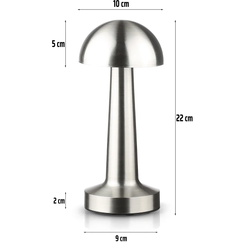 Bezprzewodowa lampka stołowa | Dotykowa lampka nocna z regulowaną barwą światła | Lampka GRZYBEK USB | HJA11-SILVER