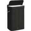 Czarny kosz na pranie | Bambusowy pojemnik na zabawki | Drewniany kosz na ubrania | Jednokomorowy kosz na bieliznę do łazienki | UYL-80L-BLACK