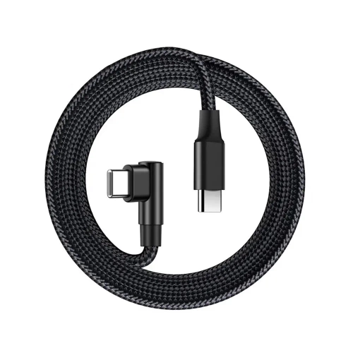 Kabel GSM | Kabel kątowy USB-C | Kabel z wtykiem 90st. | Szybkie ładowanie POWER DELIVERY | Kabel z transmisją danych | PD-F60W-1M-B